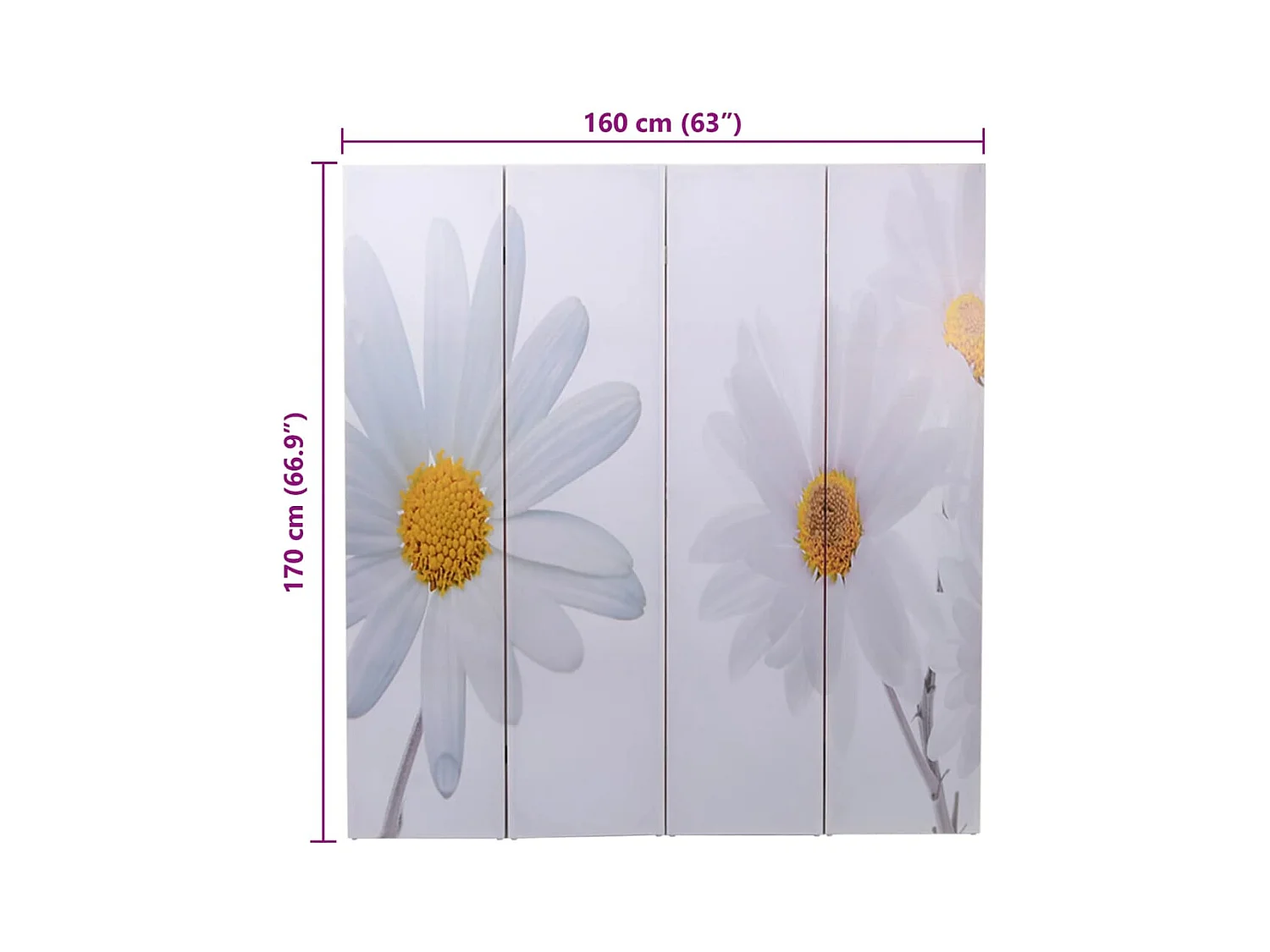Cloison de séparation pliable 160 x 170 cm Fleur