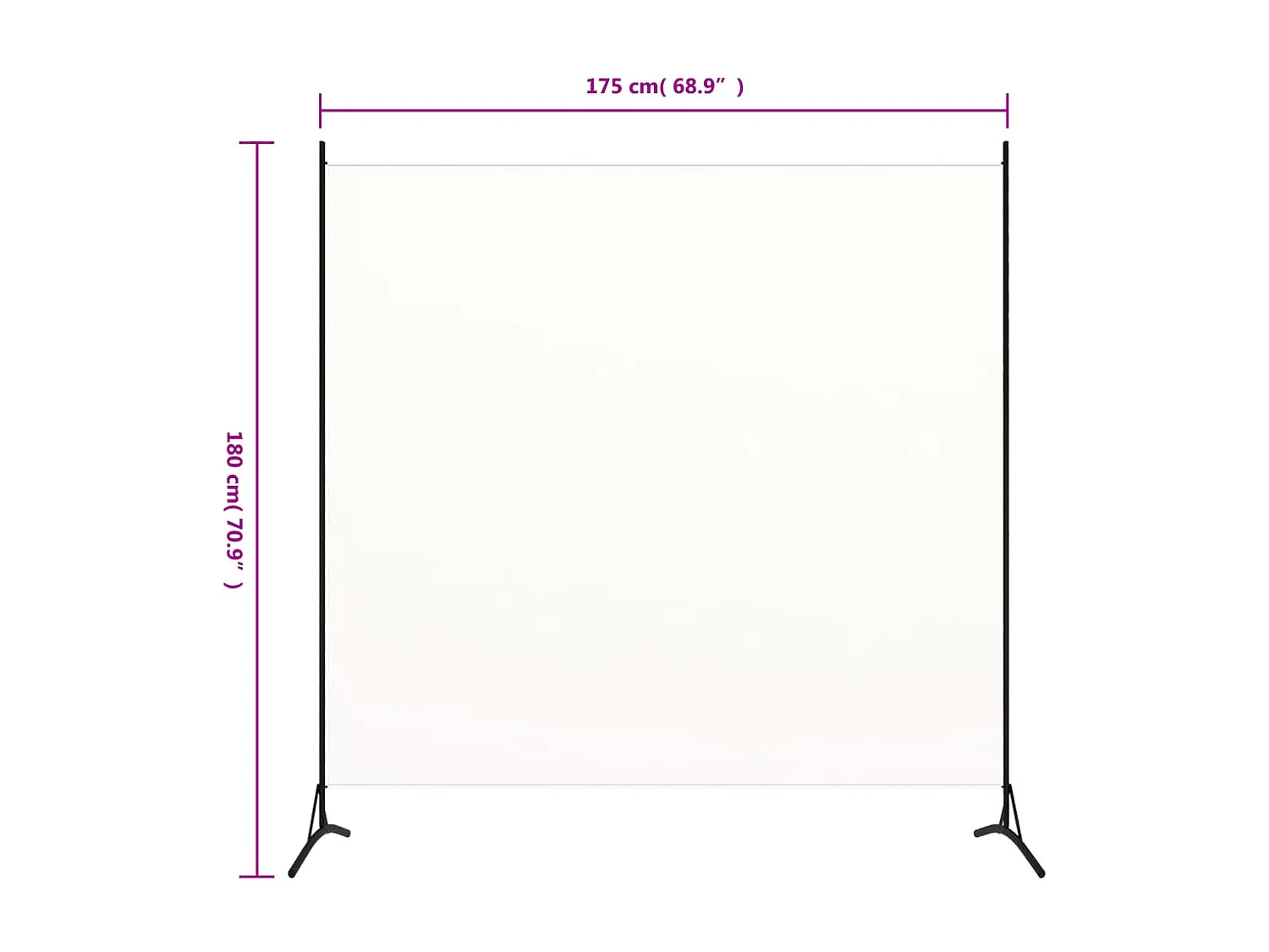 Witte scheidingswand 175x180 cm stof
