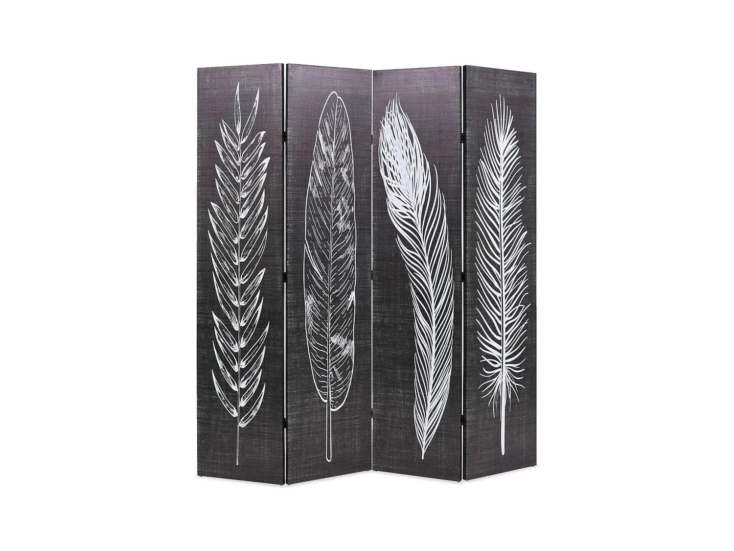Cloison de séparation pliable 160 x 170 cm Plumes Noir et blanc