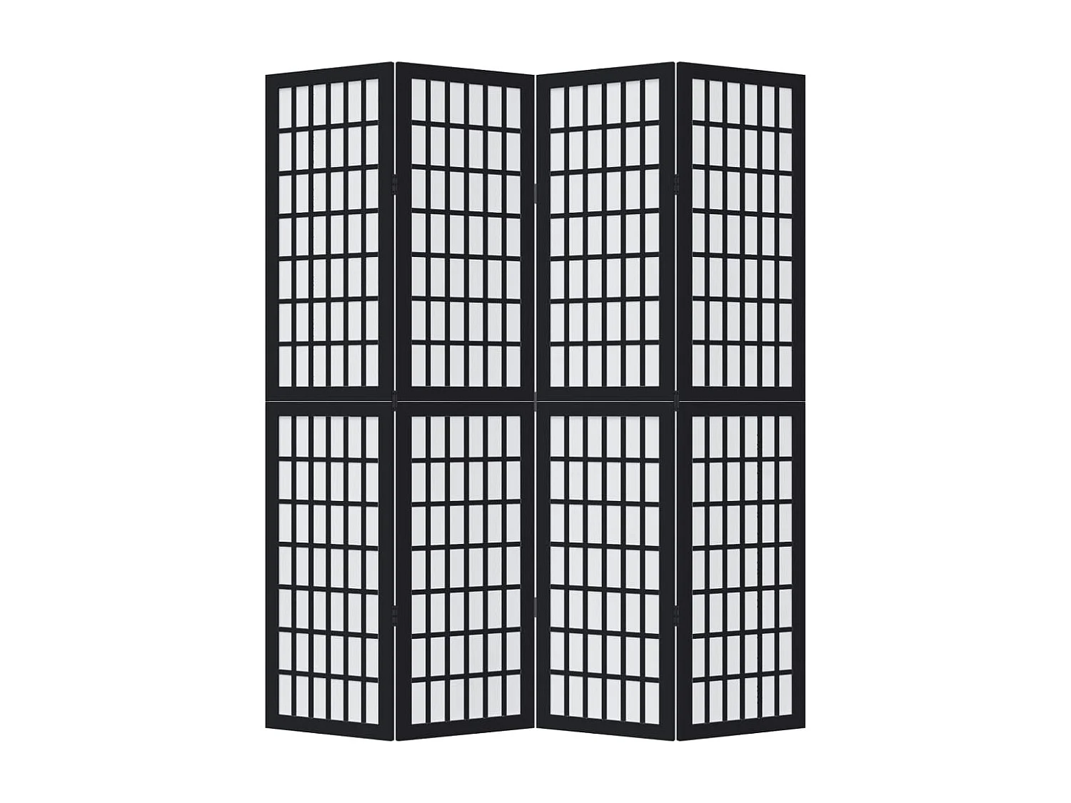 Cloison de séparation 4 panneaux noir bois de paulownia massif