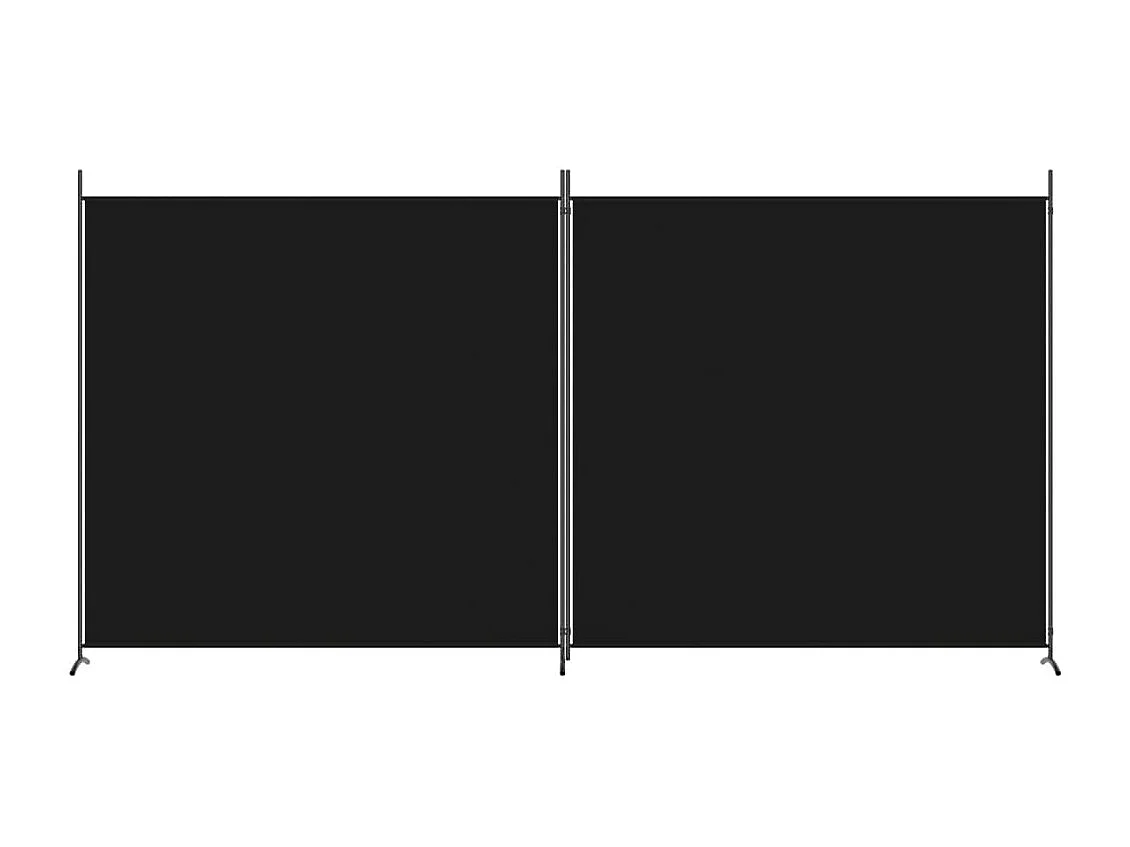Parede divisória 2 painéis Preto 348x180 cm Tecido