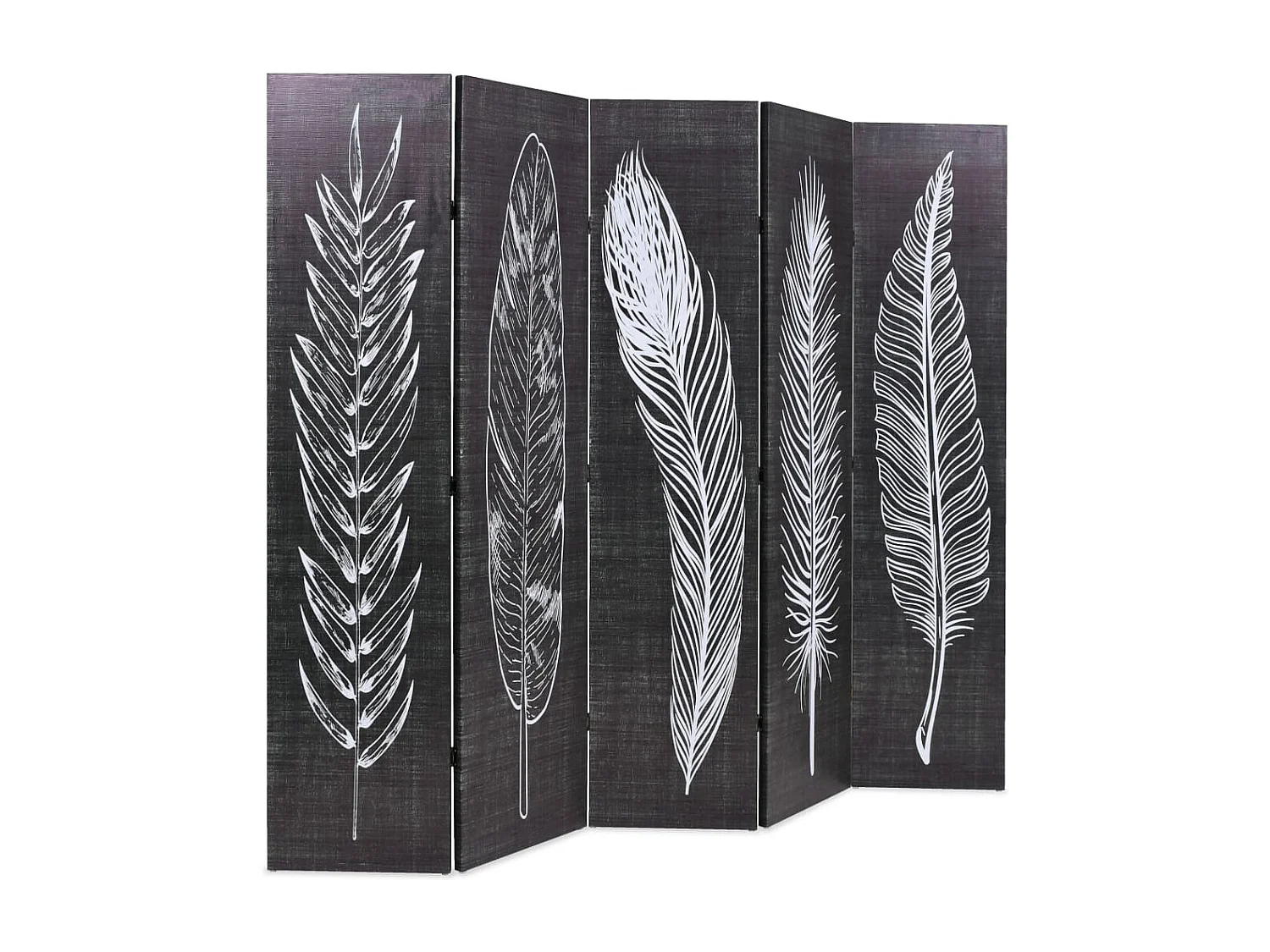 Cloison de séparation pliable 200 x 170 cm Plumes Noir et blanc