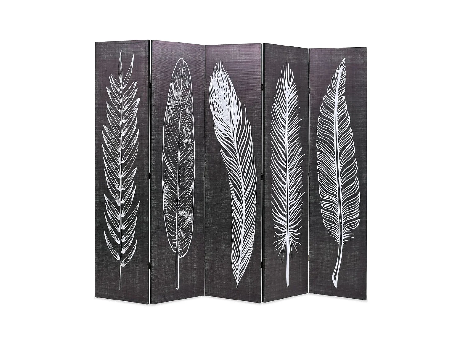 Cloison de séparation pliable 200 x 170 cm Plumes Noir et blanc