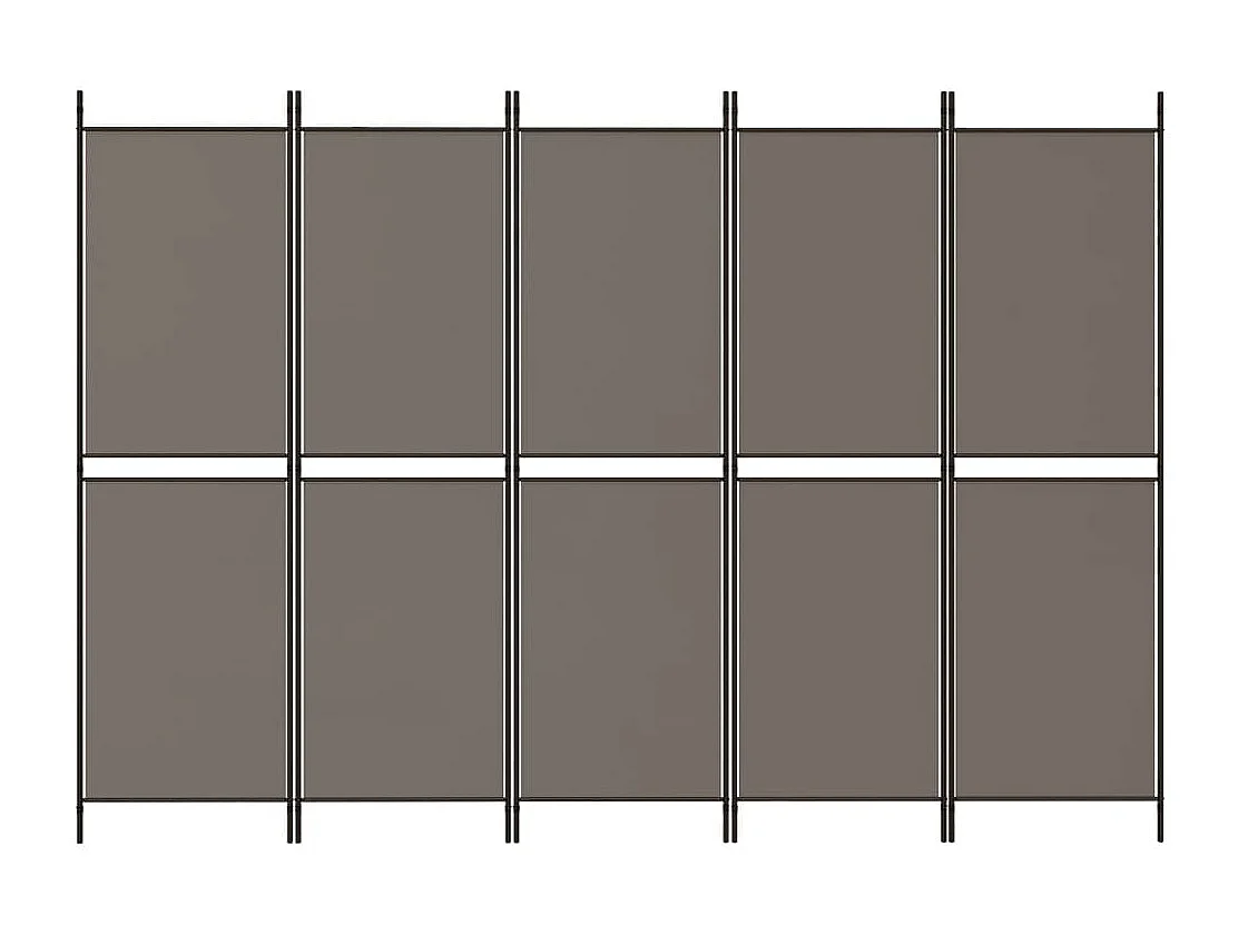 Trennwand 5 Paneele Anthrazit 250x200 cm Stoff