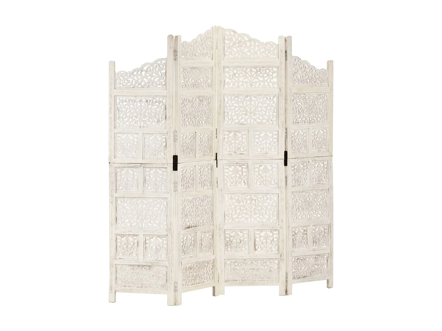 Parede divisória 4 painéis Branco 160x165 cm Madeira de mangueira