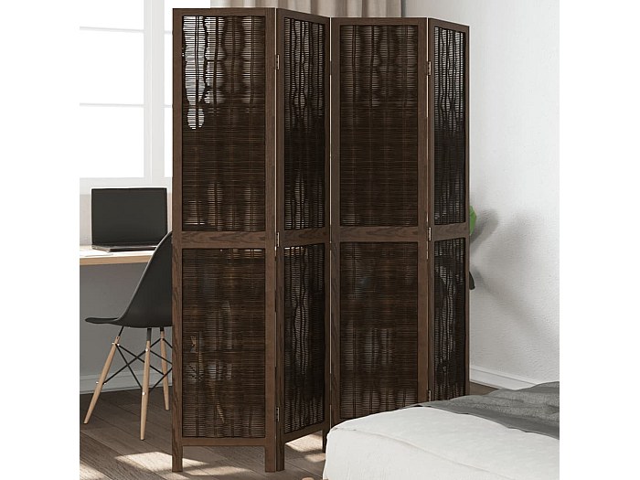Angerer Swingtex Paravento 4 Ante Marrone 57x165cm Ciascuna - Divisorio Pieghevole Per Interni Ed Esterni, Made In Germany