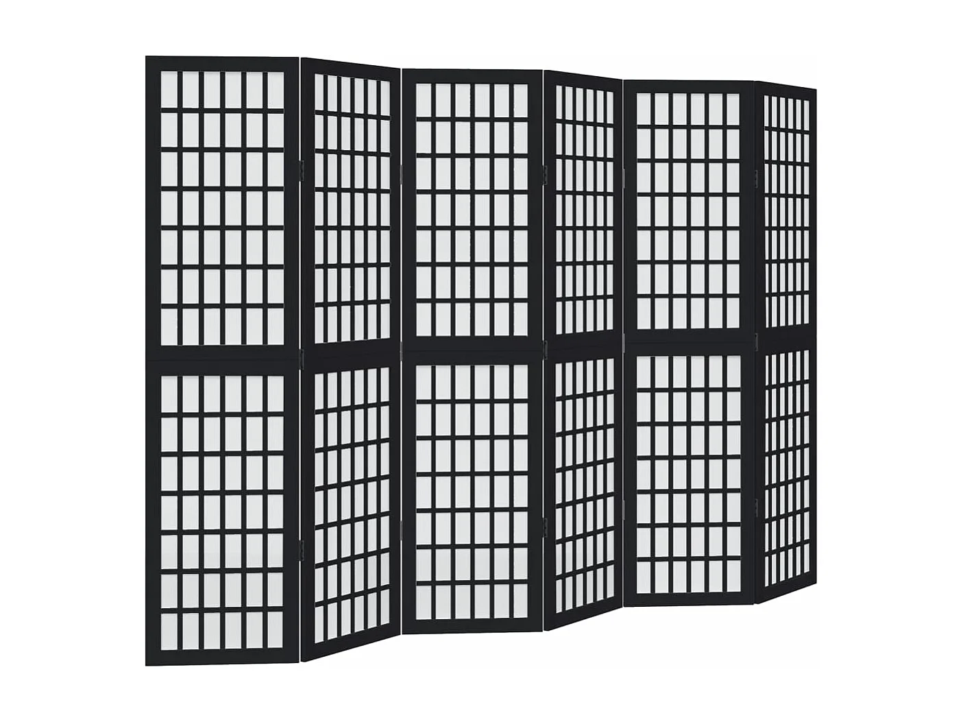 6-teilige schwarze Trennwand aus massivem Paulownia-Holz