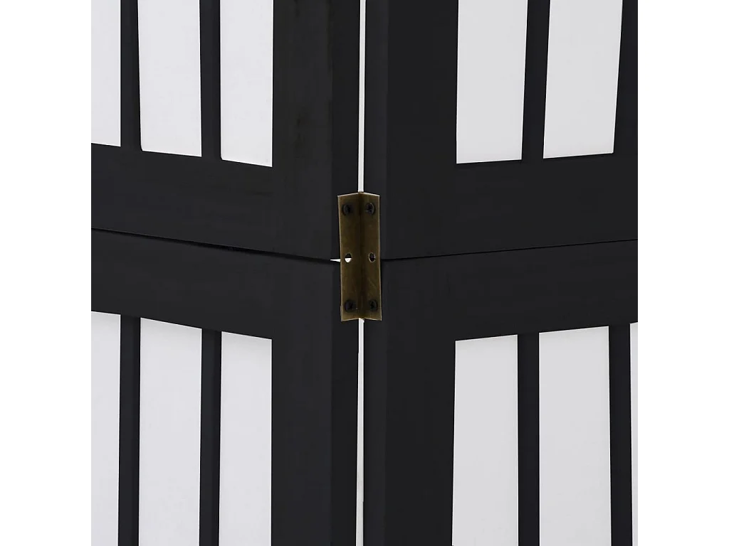 Cloison de séparation 6 panneaux noir bois de paulownia massif