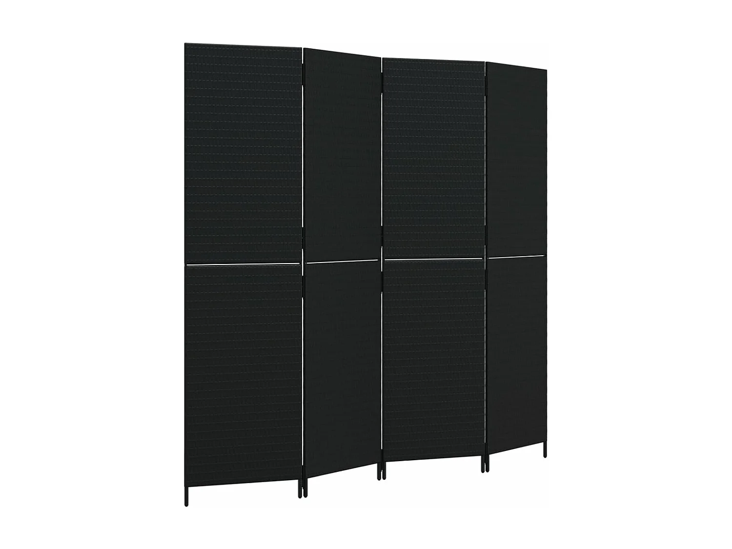 Parete divisoria in resina intrecciata nera a 4 pannelli