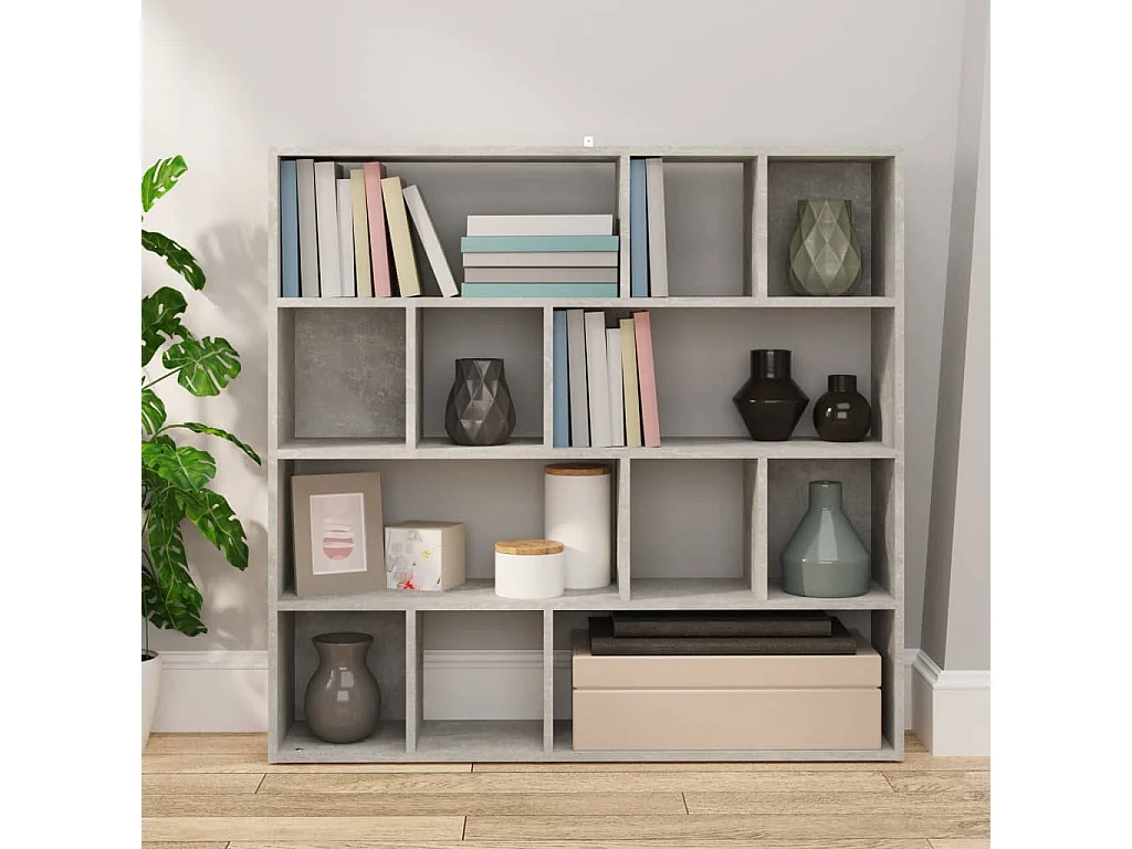 Bibliothèque/Séparateur de pièce Gris béton 105x24x102 cm