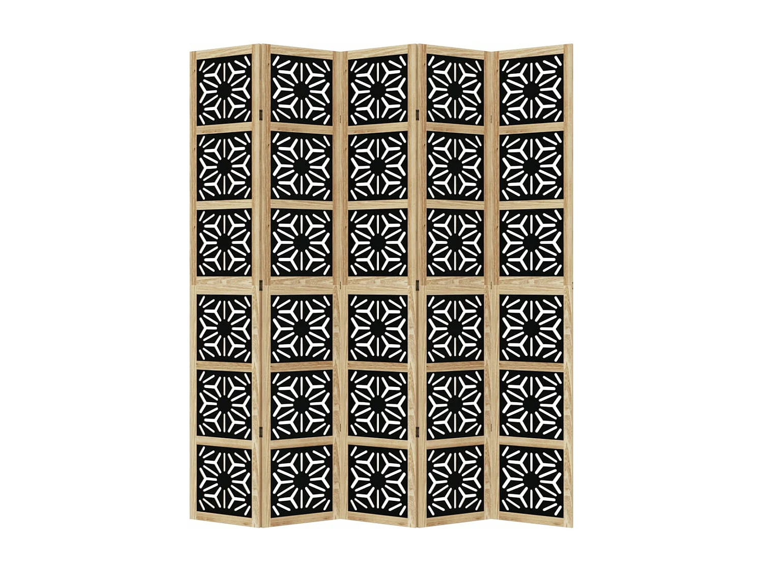 Parete divisoria 5 pannelli in paulownia massiccia marrone nero