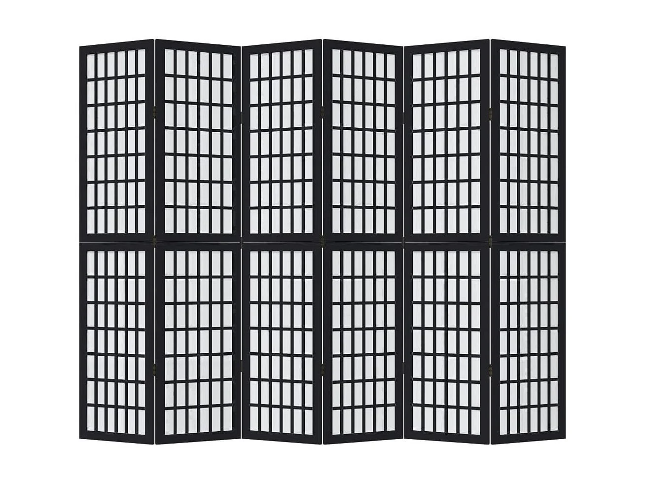 Cloison de séparation 6 panneaux noir bois de paulownia massif