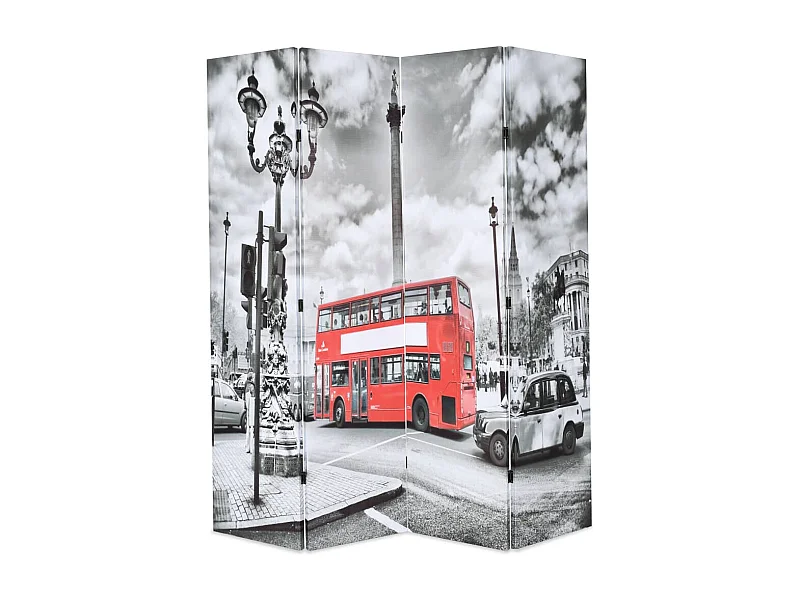 Cloison de séparation 160 x 170 cm Bus londonien Noir et blanc