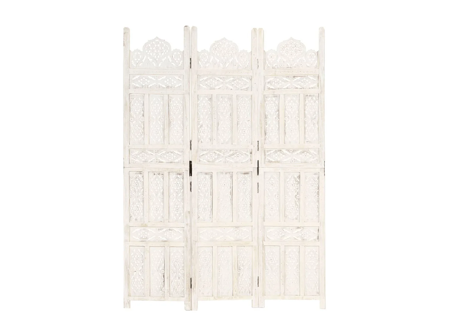 Parete divisoria 3 pannelli Bianco 120x165 cm Legno di mango