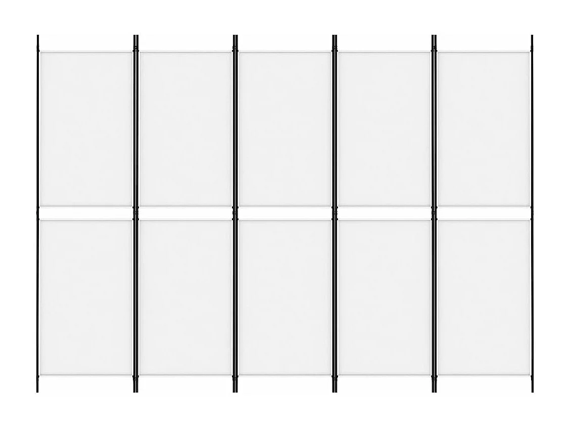 Cloison de séparation 5 panneaux Blanc 250x180 cm Tissu