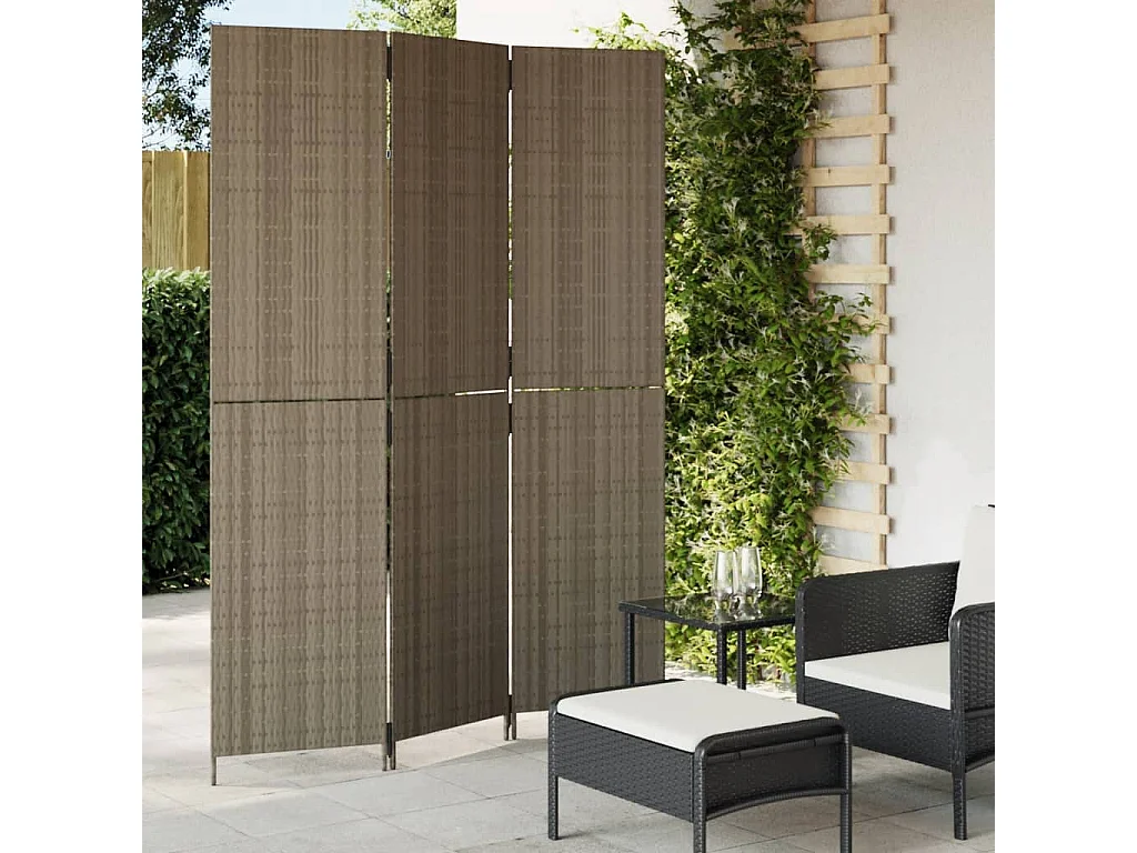 3-Panel-Trennwand aus grauem Kunstharzgewebe