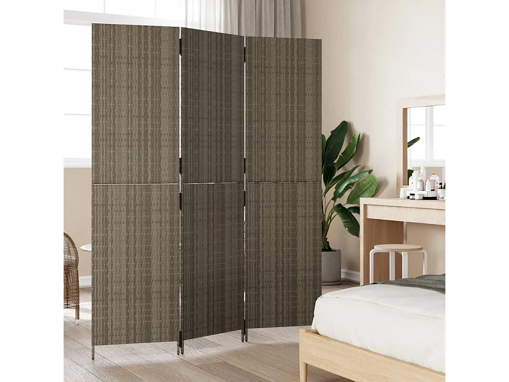 3-Panel-Trennwand aus grauem Kunstharzgewebe