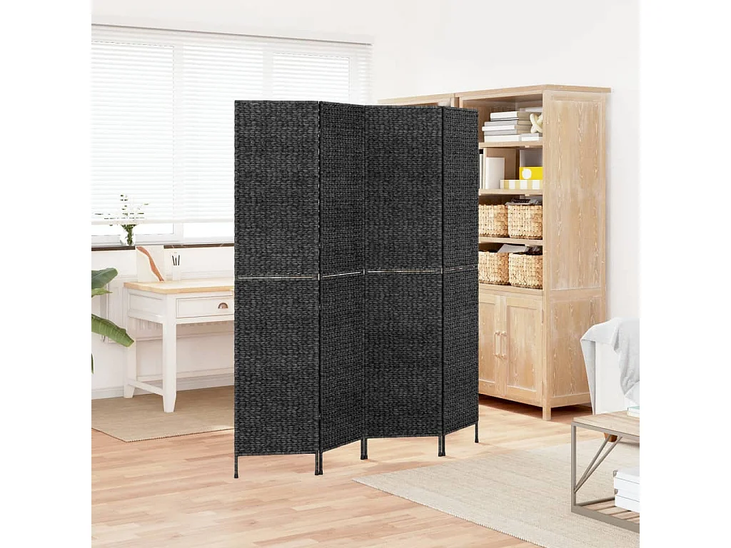 Parete divisoria 4 pannelli nero 163x180 cm giacinto d'acqua