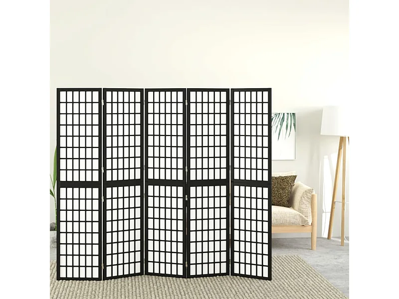 Cloison de séparation pliable 5 panneaux 200x170 cm Noir
