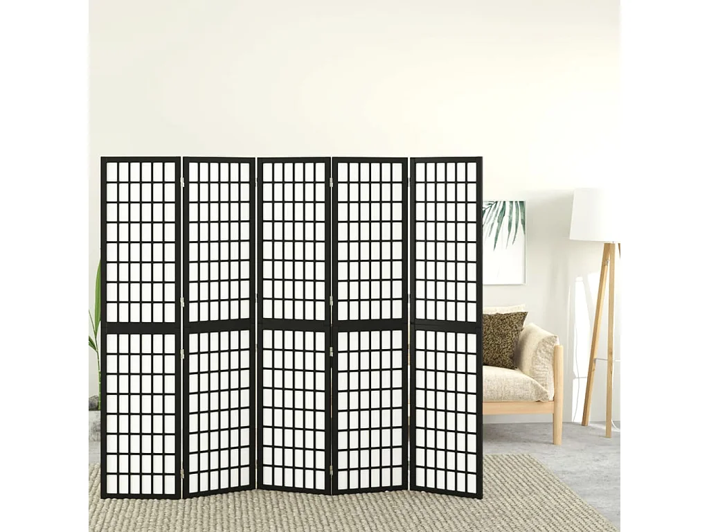 Divisória dobrável 5 painéis 200x170 cm Preto