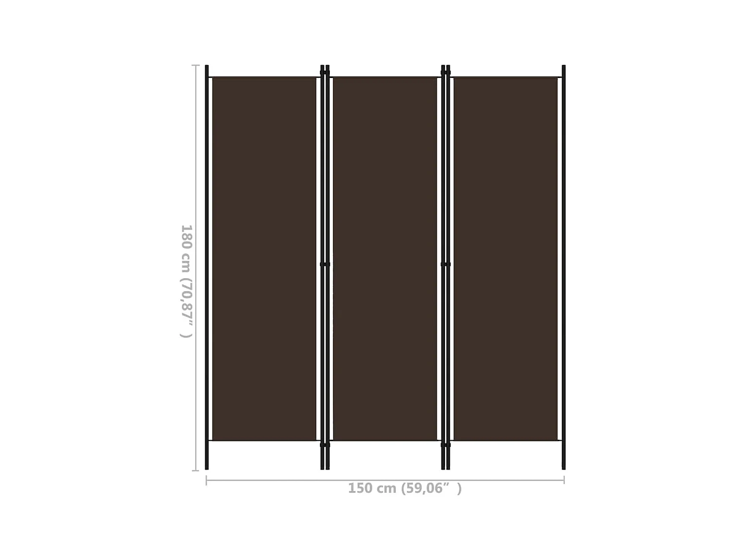 Parete divisoria 3 pannelli Marrone 150x180 cm