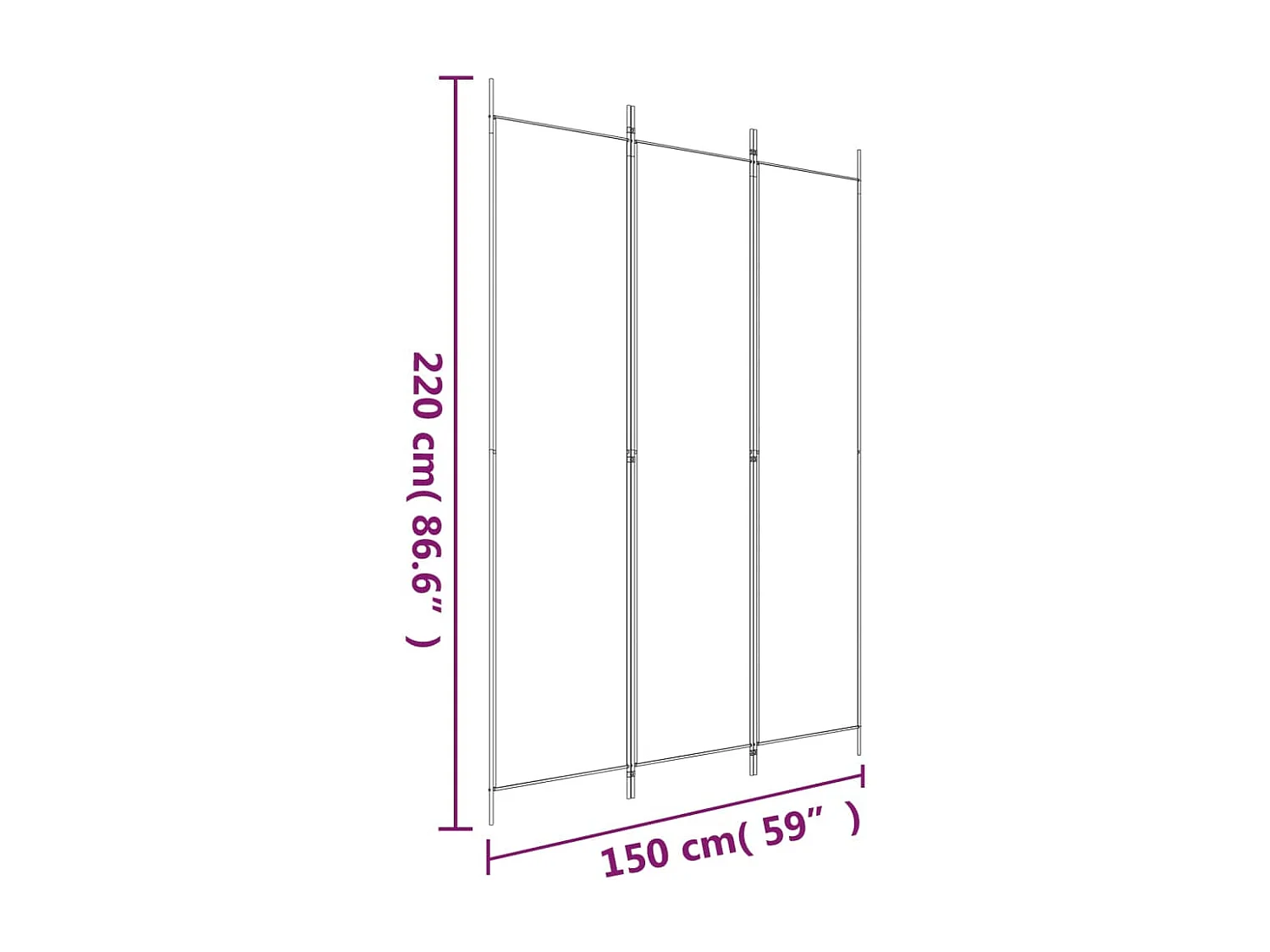 Cloison de séparation 3 panneaux Anthracite 150x220 cm Tissu