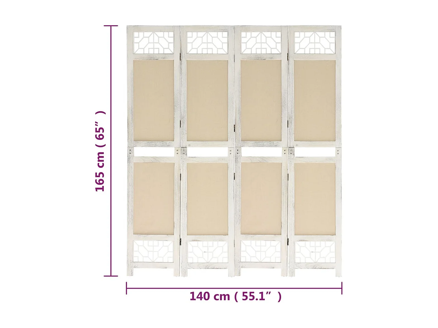 Tabique 4 paneles Crema 140x165 cm Tela