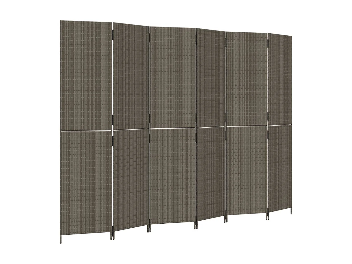 Cloison de séparation 6 panneaux gris résine tressée