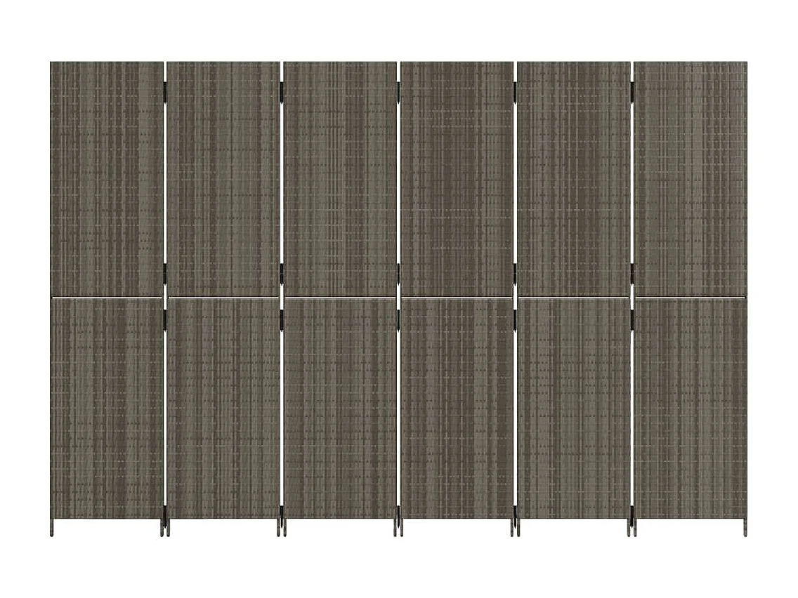 Cloison de séparation 6 panneaux gris résine tressée