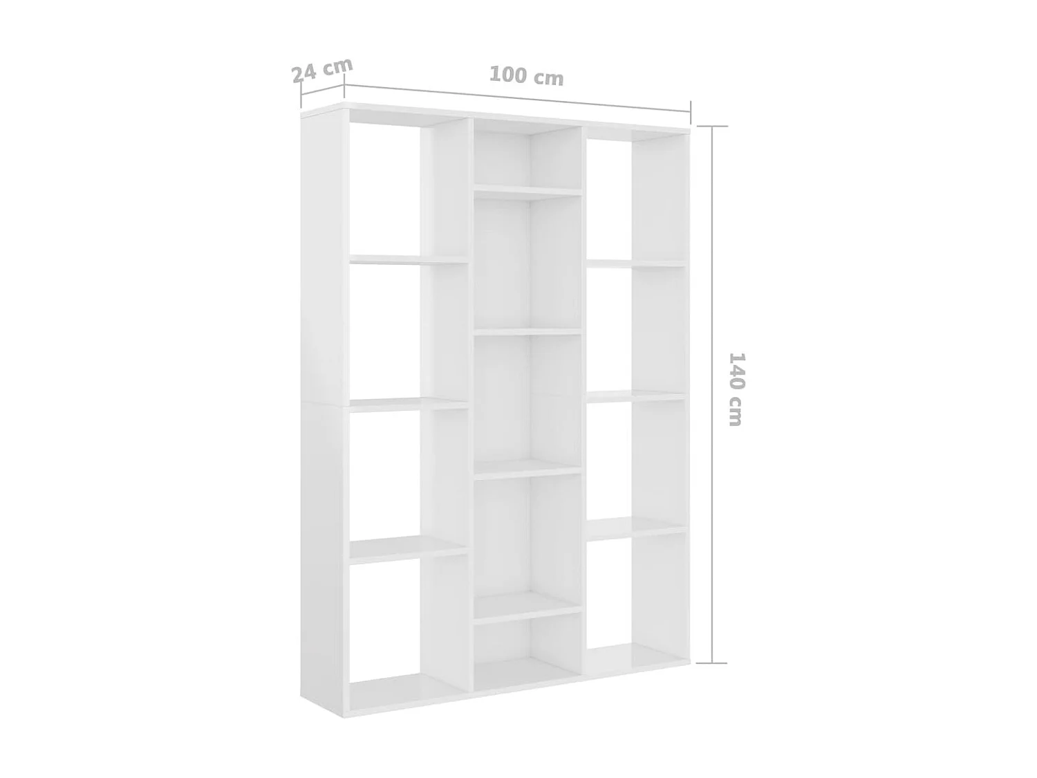 Séparateur de pièce/Bibliothèque blanc brillant Bois ingénierie