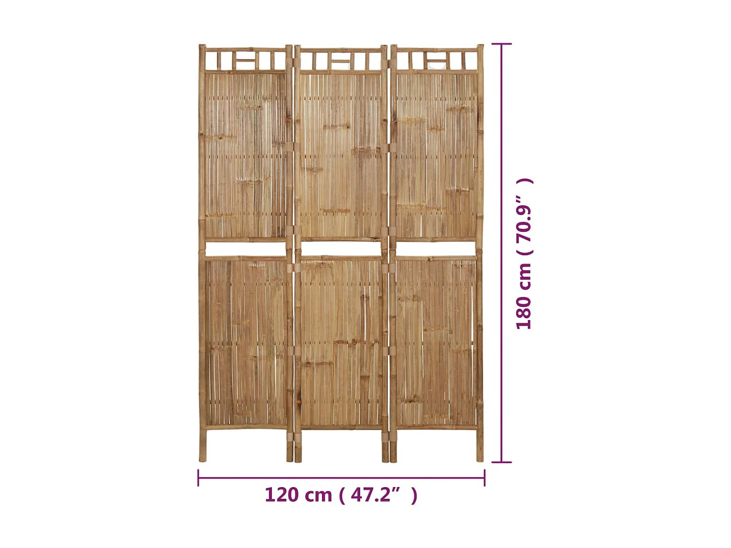 Trennwand 3 Paneele Bambus 120x180 cm