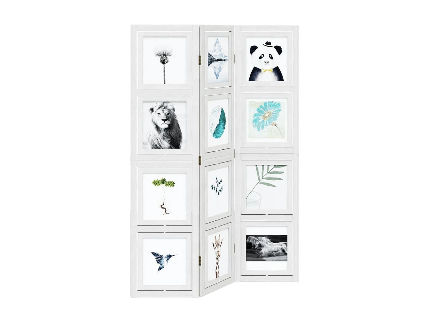 Trennwand 3 Paneele aus weißem massivem Paulownia-Holz