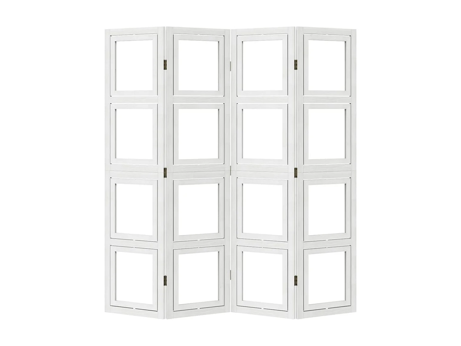 Cloison de séparation 4 panneaux blanc bois de paulownia massif