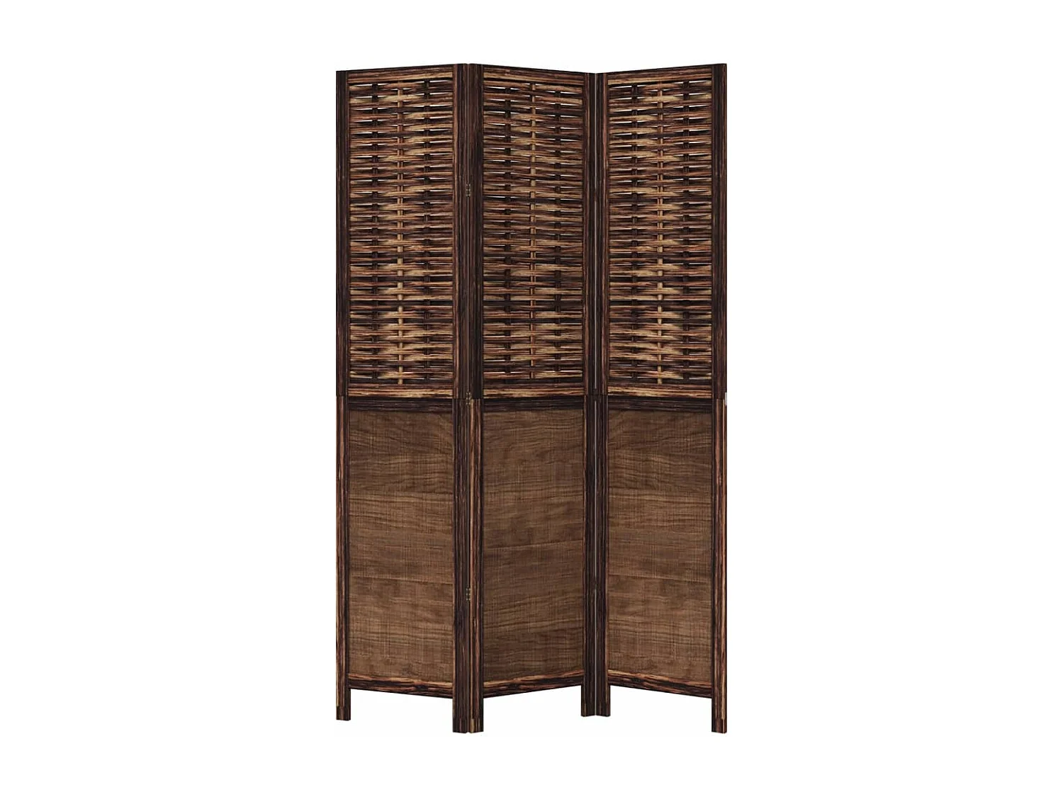 Scheidingswand 3 panelen donkerbruin massief paulownia