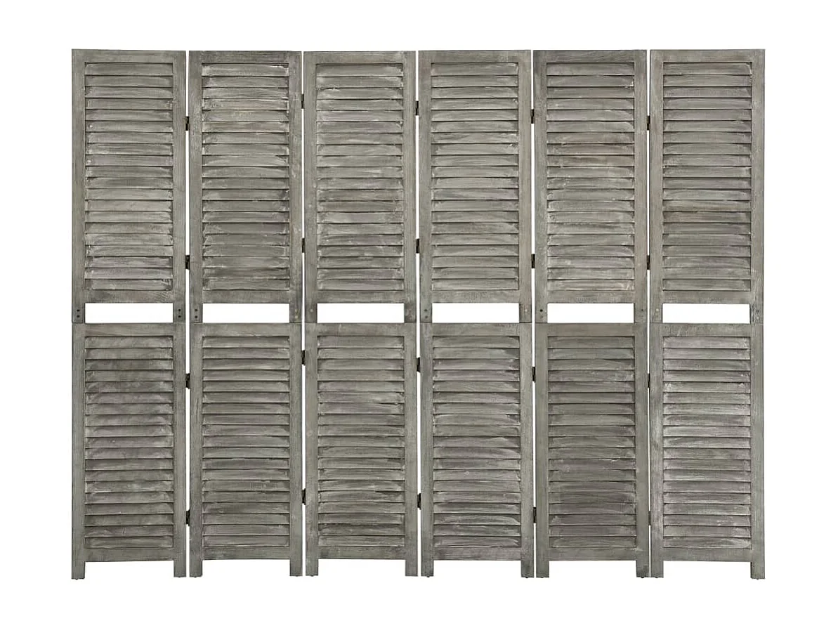 Cloison de séparation 6 panneaux Gris 214x166 cm Bois solide