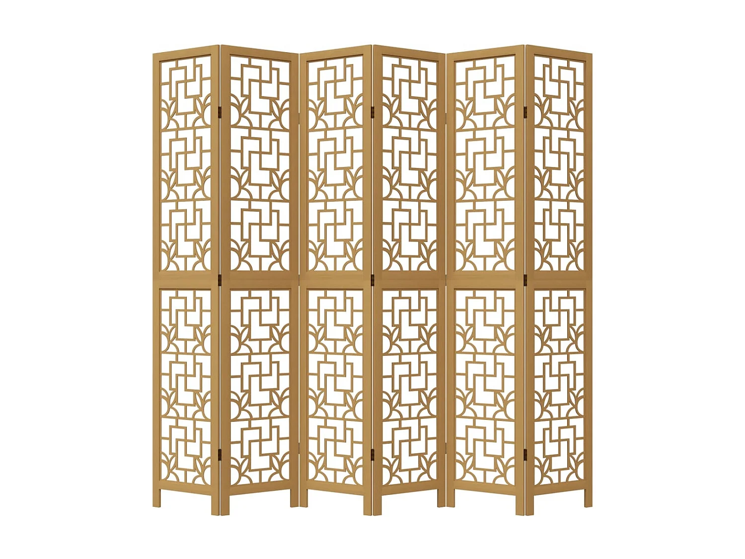 Cloison de séparation 6 panneaux marron bois paulownia massif