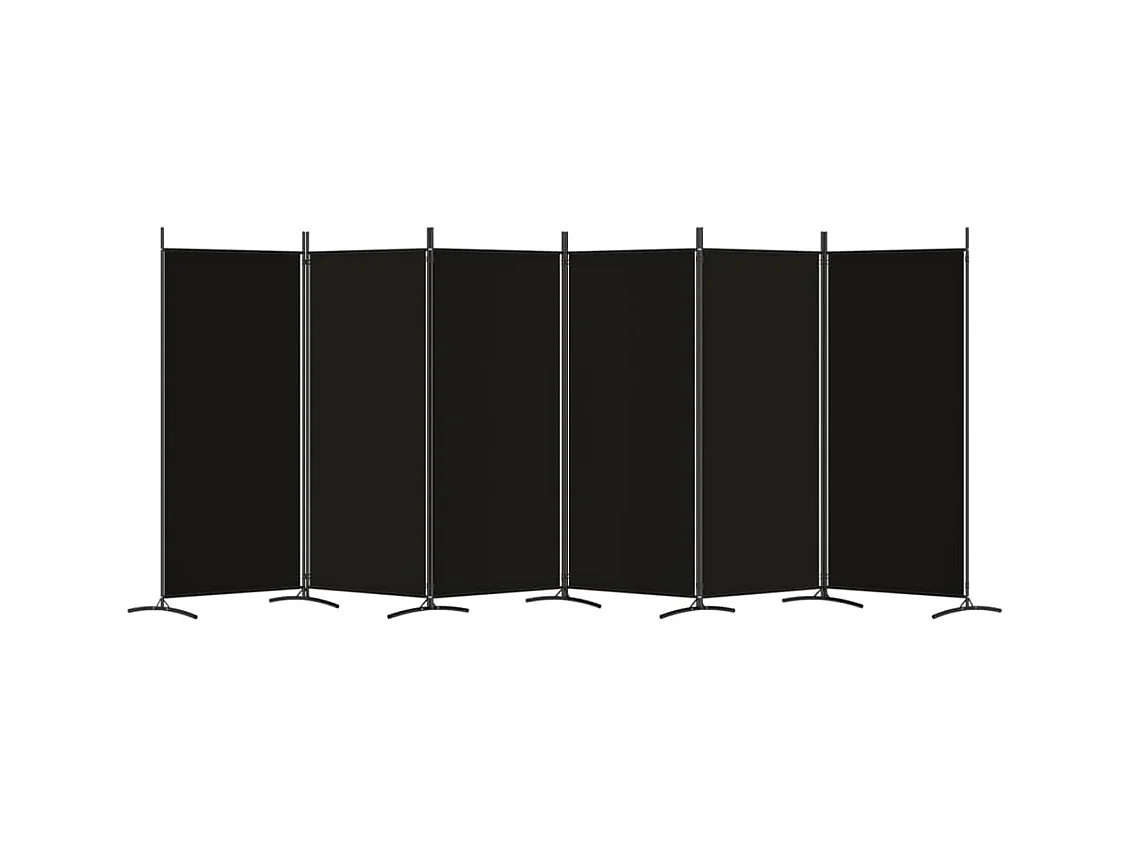Cloison de séparation 6 panneaux Noir 520x180 cm Tissu