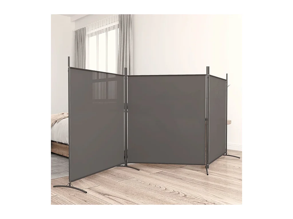 Cloison de séparation 3 panneaux Anthracite 525x180 cm Tissu