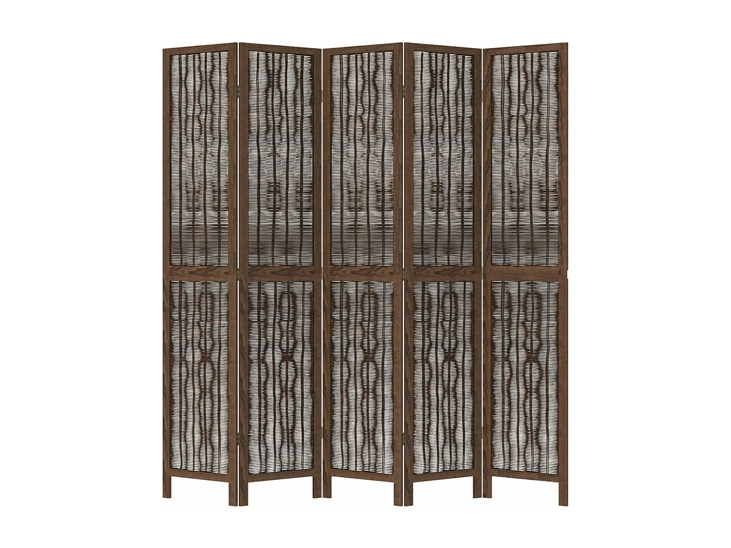 Donkerbruine massieve paulownia scheidingswand met 5 panelen