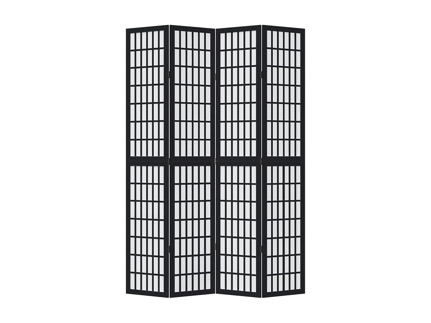 Parete divisoria nera a 4 pannelli in legno massello di paulownia