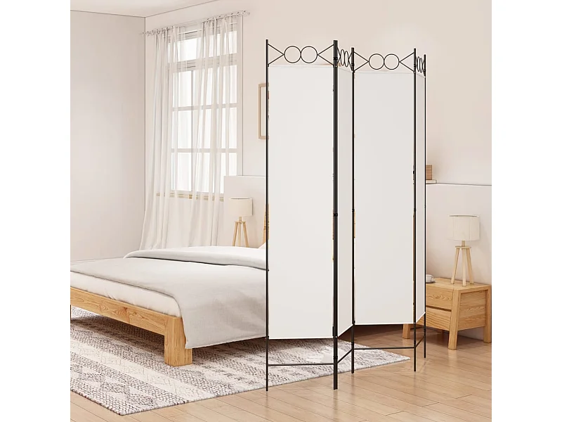 Parete divisoria 4 pannelli Tessuto Bianco 160x200 cm