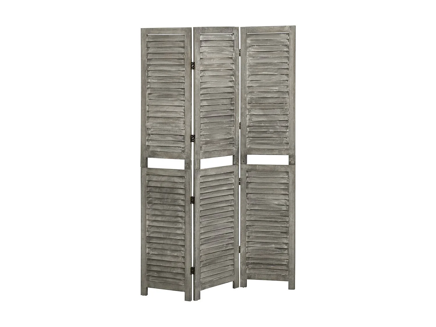 Cloison de séparation 3 panneaux Gris 106,5x166 cm Bois solide