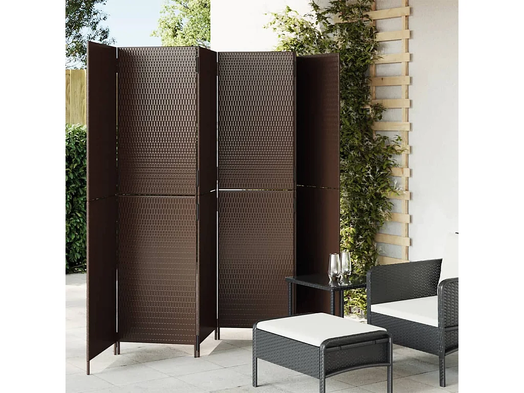Cloison de séparation 6 panneaux marron résine tressée