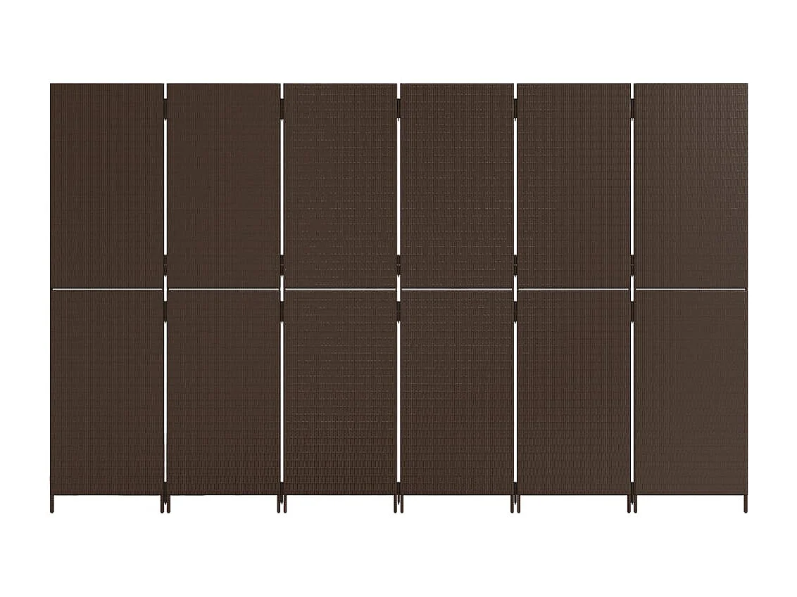 Cloison de séparation 6 panneaux marron résine tressée