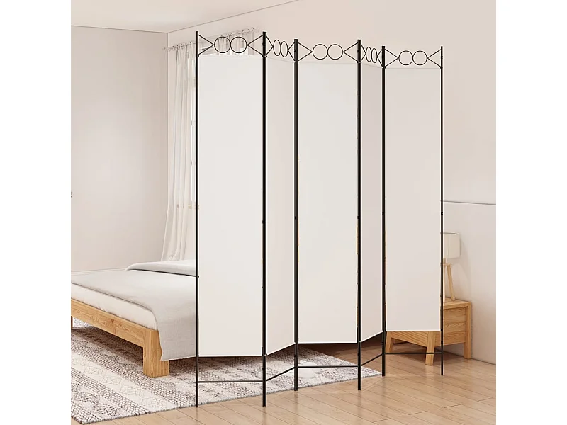 Parede divisória 5 painéis Branco 200x220 cm Tecido