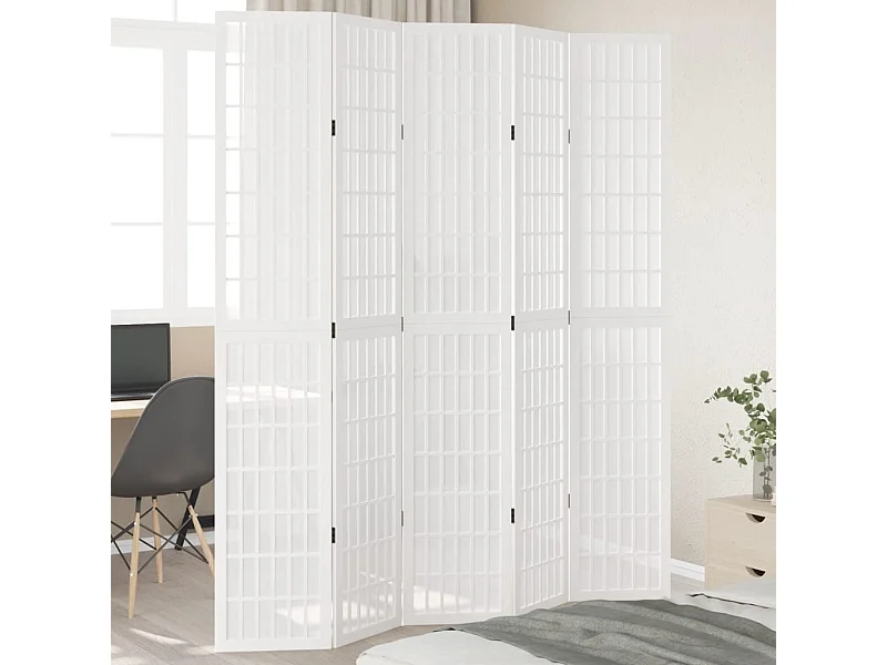 Trennwand 5 Paneele aus weißem massivem Paulownia-Holz