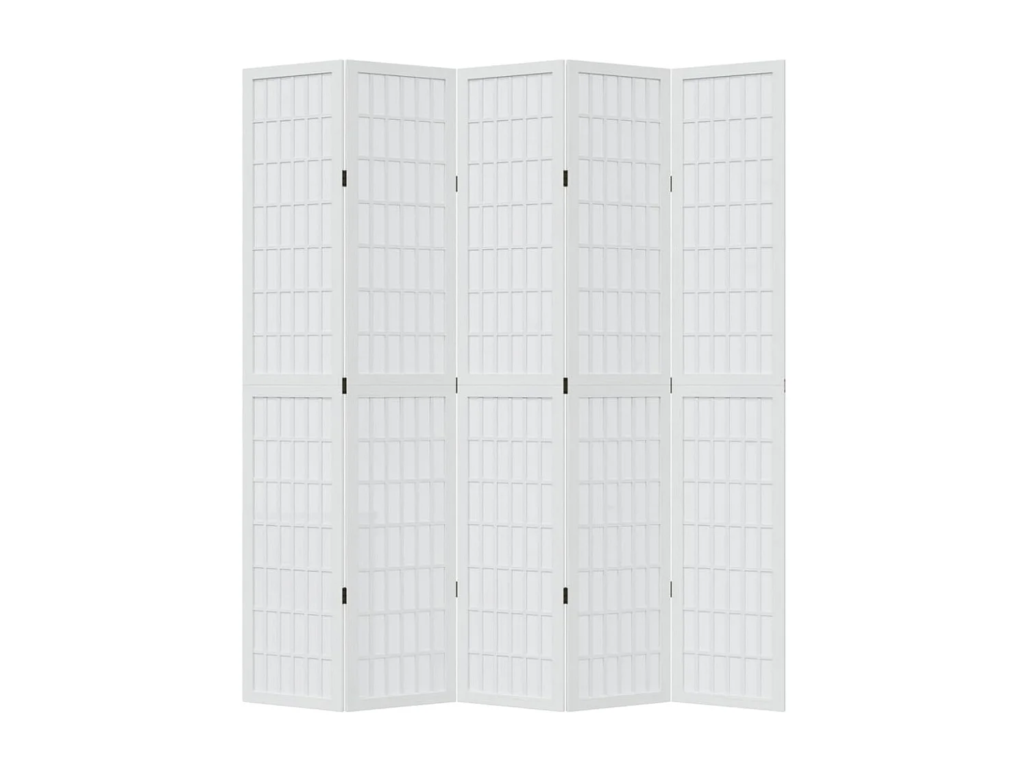 Cloison de séparation 5 panneaux blanc bois de paulownia massif