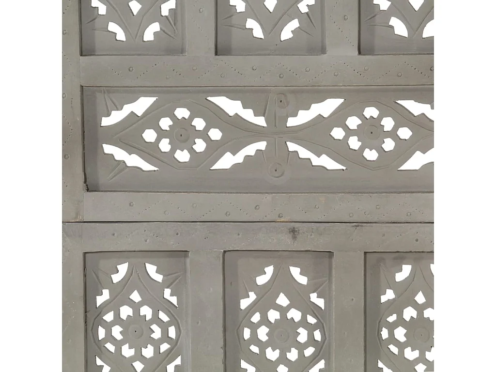 Cloison de séparation 4 panneaux Gris 160x165 cm Bois manguier