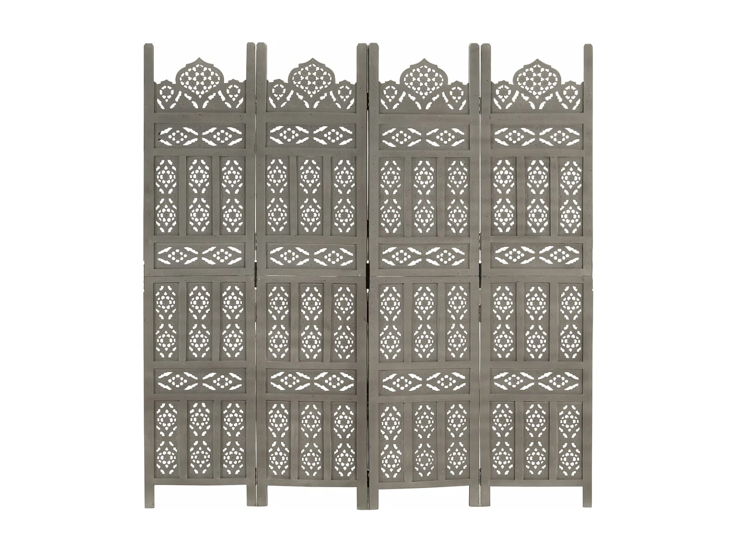 Cloison de séparation 4 panneaux Gris 160x165 cm Bois manguier