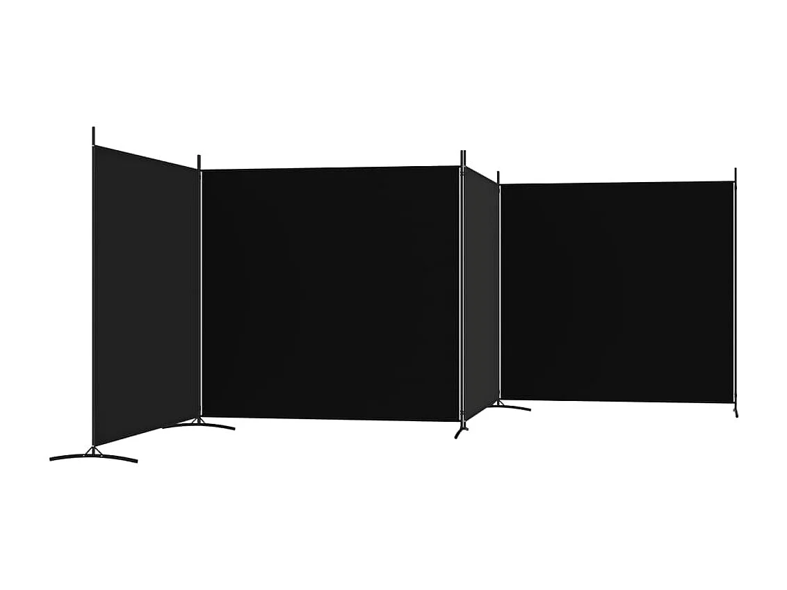 Cloison de séparation 4 panneaux Noir 698x180 cm Tissu